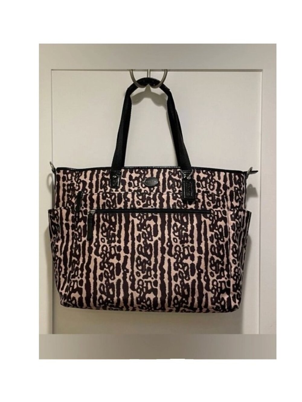 Coach Womens Gateway Ocelot Print Tote Diaper Bag Large Tote Nylon F31982 NWOT